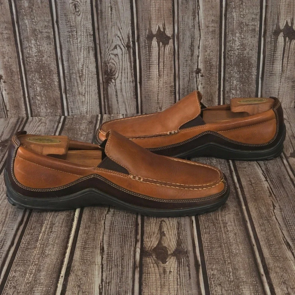 Sz 9 M Mens Cole Haan Tucker Venetian Brown Leather Vibram Sole Loafers Shoes